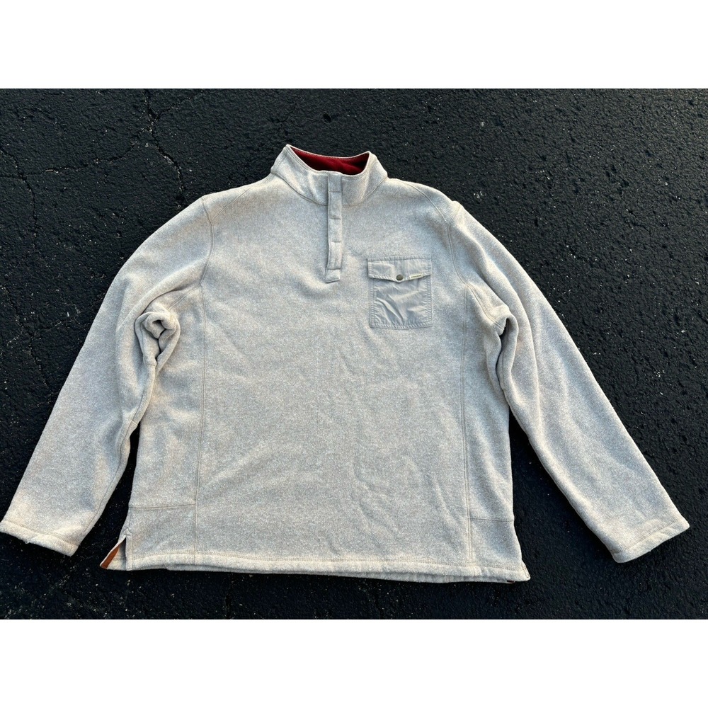 Woolrich Sweater Men's XXL Beige 1/4 Snap Pullover Sweatshirt Pocket Hiking